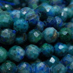 Chrysokoll & Lapislazuli Perlen Strang - ca. 4 mm - facettiert - Image 3